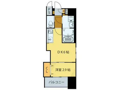 シェルグランデ原町(1DK/2階)の間取り写真