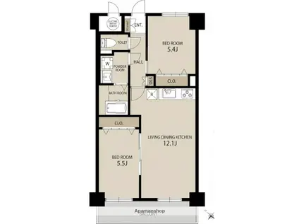 シティマンション平尾I(2LDK/8階)の間取り写真