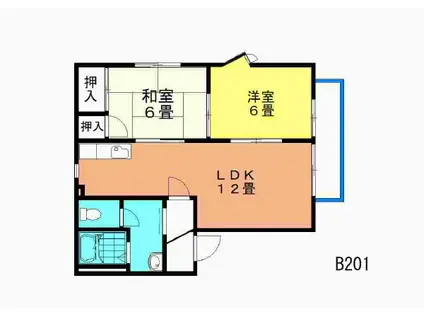 コートビレッジ高須B(2LDK/2階)の間取り写真