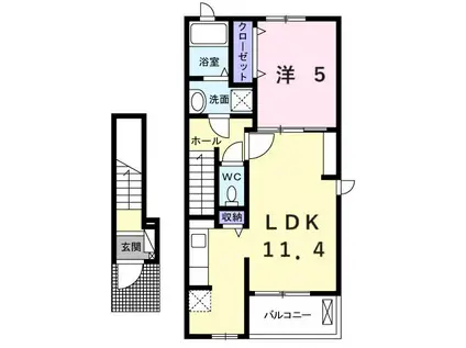 クレストコート白金高輪(1LDK/4階)の間取り写真