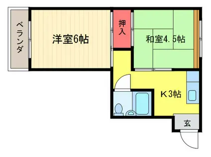 フィオーレ桂坂(2K/3階)の間取り写真