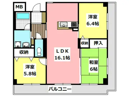 HALE LAULEA(3LDK/1階)の間取り写真