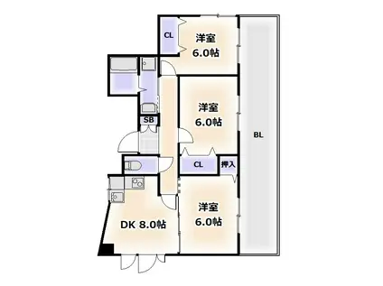プレシャスUS(3LDK/11階)の間取り写真