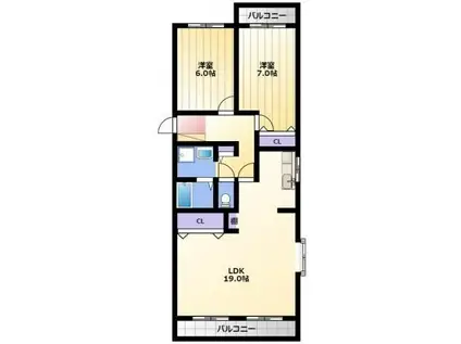 エヌティ坂下(2LDK/1階)の間取り写真