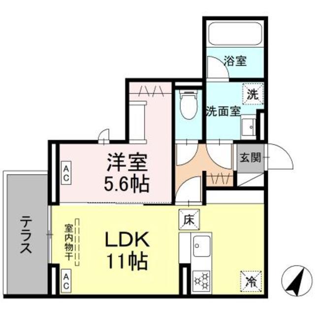 エスペリア新百合ヶ丘(1LDK/1階)の間取り写真