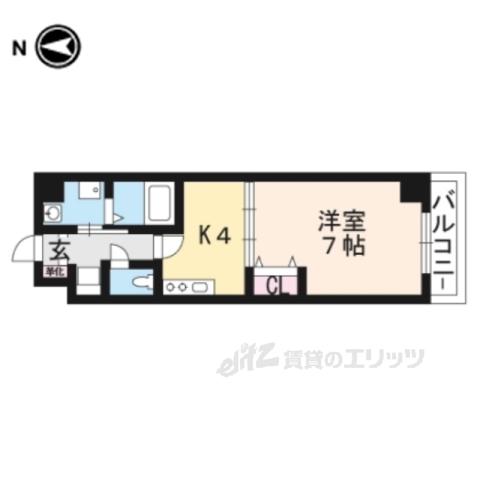 イクスコート大津駅前(1DK/14階)の間取り写真