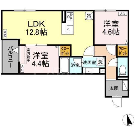 セレスティア東葛西 VI(2LDK/2階)の間取り写真