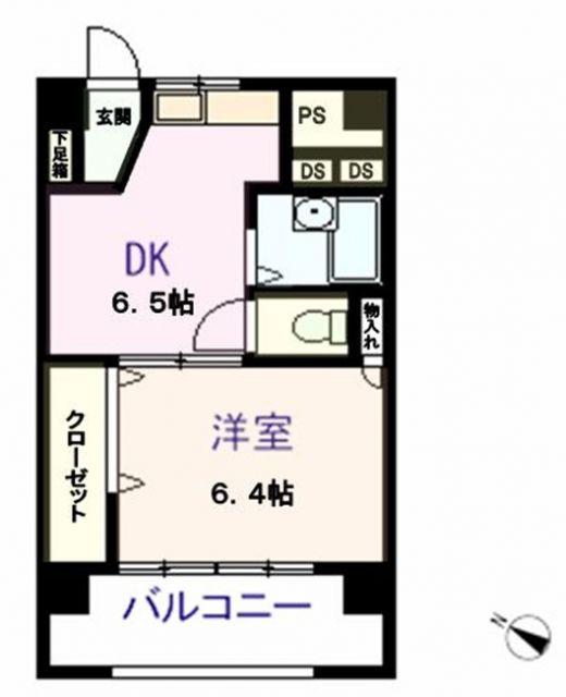 KS平野町(1DK/6階)の間取り写真