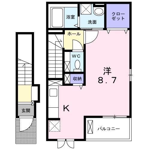 ヴィヴレ広駅前(1K/2階)の間取り写真