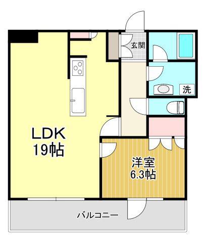 ザ・広島タワー(1LDK/18階)の間取り写真
