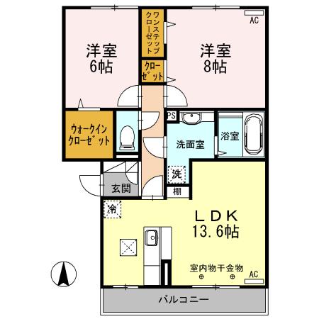 カンパーレ K(2LDK/3階)の間取り写真