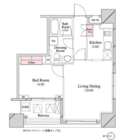 パークキューブ八丁堀(1LDK/4階)の間取り写真