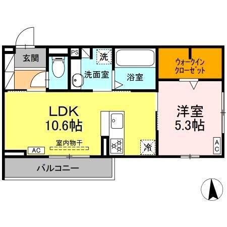 D-CRINUM 本田町(1LDK/1階)の間取り写真