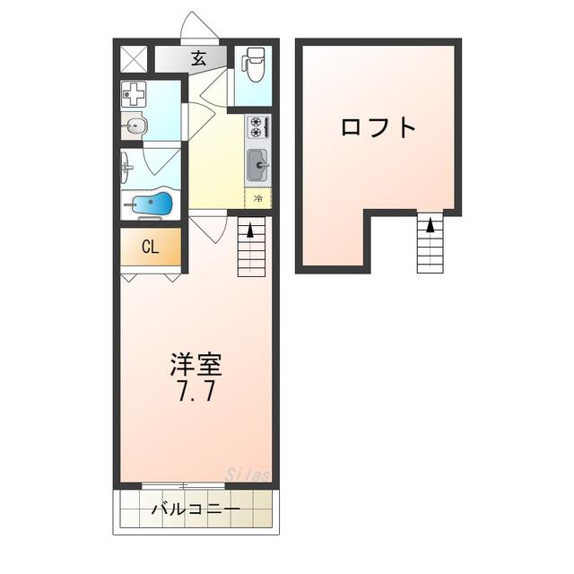 フジパレス初芝駅南I番館(1K/2階)の間取り写真