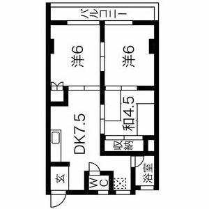 ソワンポルテ(3DK/4階)の間取り写真