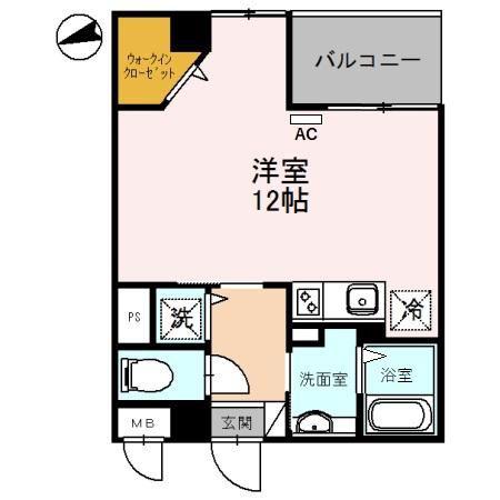 プレジデンス白銀(ワンルーム/2階)の間取り写真