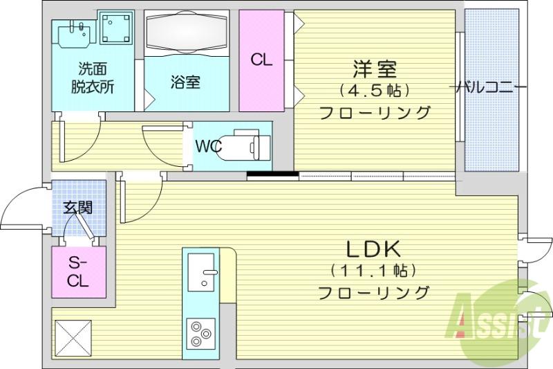 D-ROOM泉崎1丁目(1LDK/2階)の間取り写真