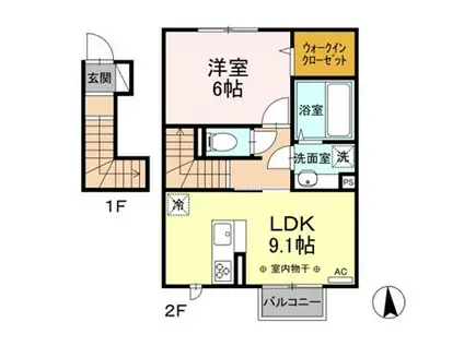HULL(1LDK/1階)の間取り写真