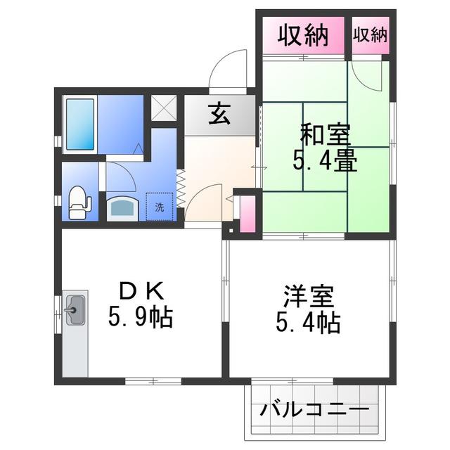 シャーメゾン山中(2K/2階)の間取り写真