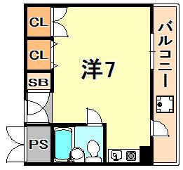 ロゼメゾン須磨(ワンルーム/5階)の間取り写真