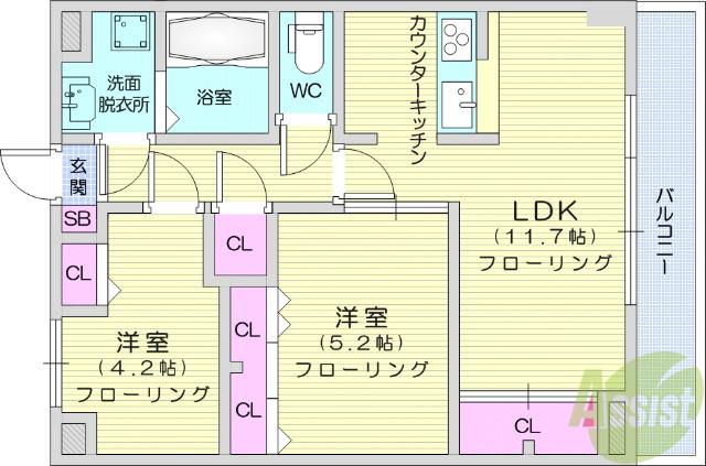 U・ステージ2(2LDK/3階)の間取り写真