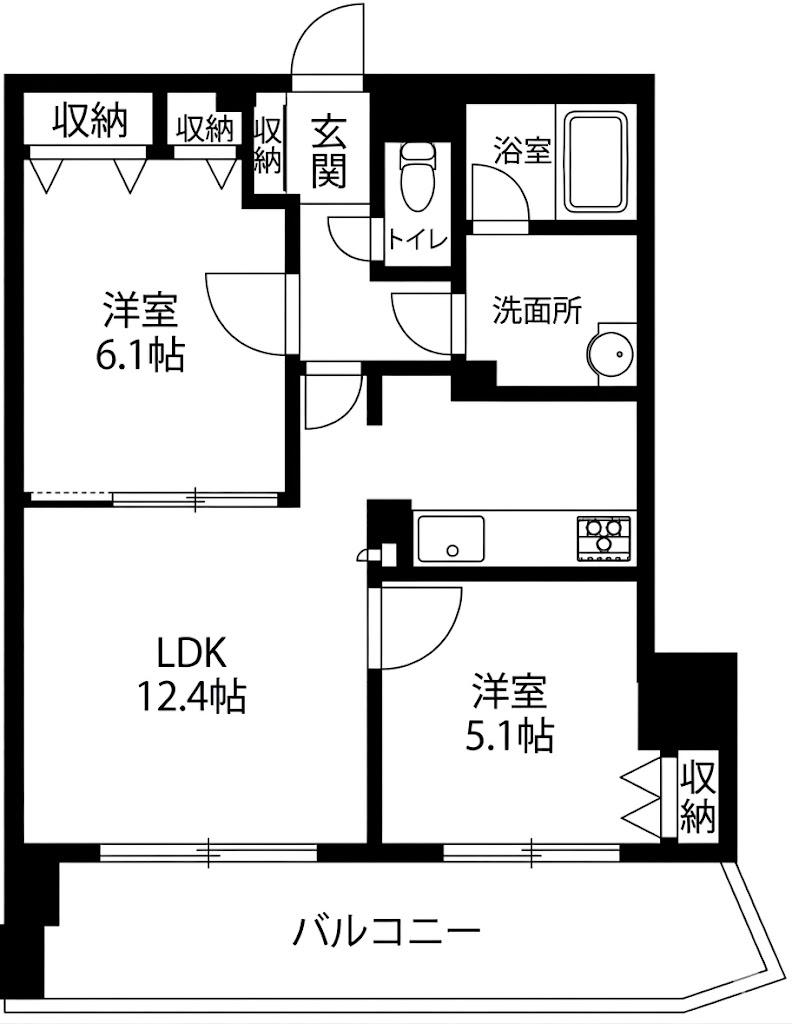 イリップス船堀(2LDK/9階)の間取り写真