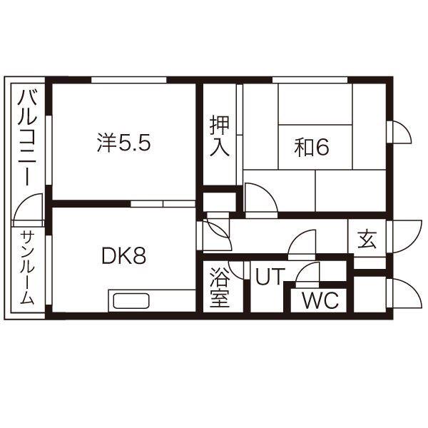 メゾンフィッシュ(2DK/1階)の間取り写真