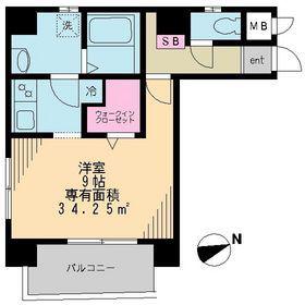 ベルウッド浅草(1K/4階)の間取り写真