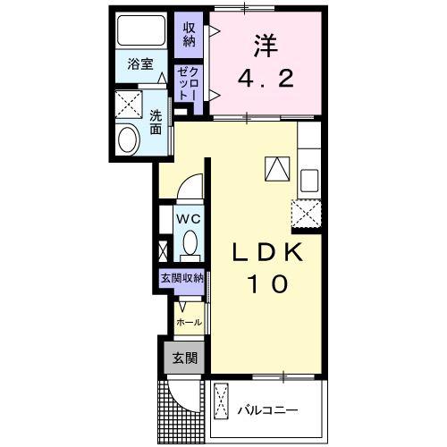 フェリーチェN II(1LDK/1階)の間取り写真