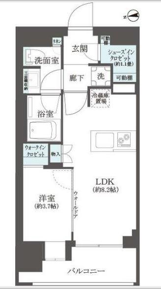 リビオメゾン内神田(1SLDK/10階)の間取り写真