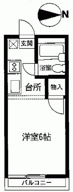 プティキャッスル(ワンルーム/2階)の間取り写真