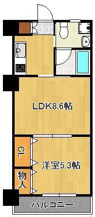 カレントI(1LDK/4階)の間取り写真