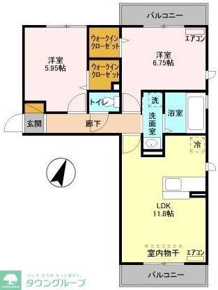 ルシェリア一番館(2LDK/1階)の間取り写真