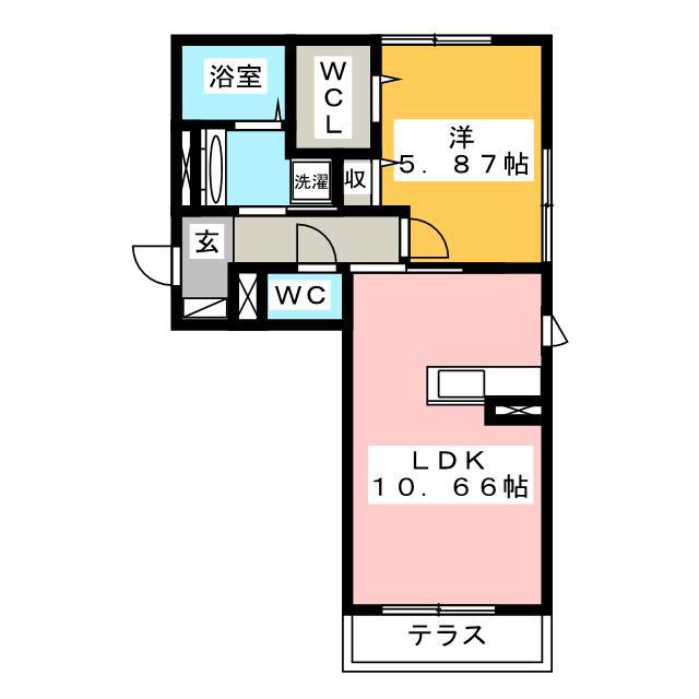 プレアデスかとう(1LDK/1階)の間取り写真