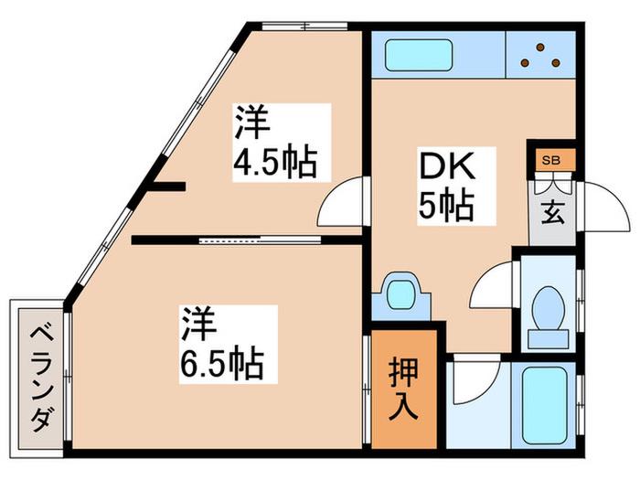 松山ハイツ(2DK/2階)の間取り写真