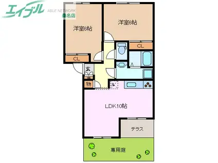 メゾン・ド・ソレイユ(2LDK/1階)の間取り写真