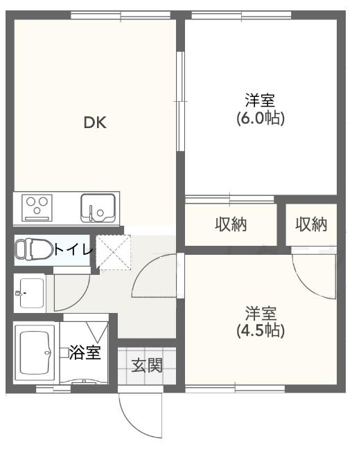 陽だまりの春風テラス(2DK/1階)の間取り写真