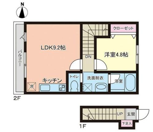 プレモリー名取駅前A(1LDK/2階)の間取り写真