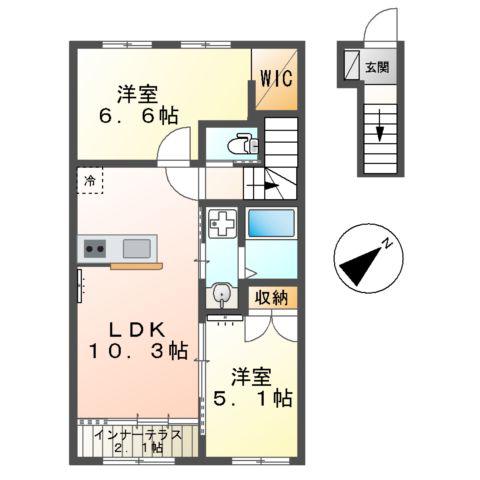 藤沢打戻アパート(2LDK/2階)の間取り写真