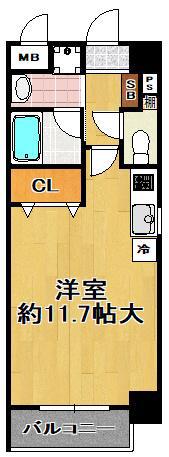 アティール(ワンルーム/5階)の間取り写真