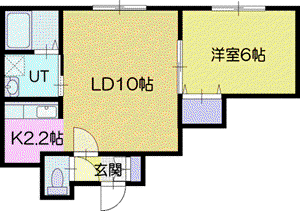 スカイコート(1LDK/2階)の間取り写真