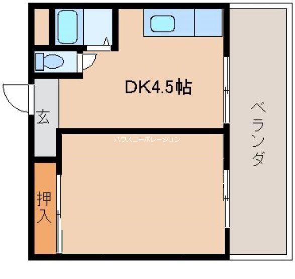 竹馬ビル(1DK/5階)の間取り写真