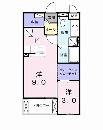 サンハウス志家(1LDK/3階)の間取り写真