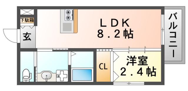 リアコート関大前II(1LDK/2階)の間取り写真