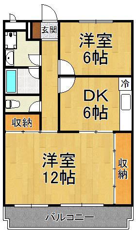 リバティーハイツ(2DK/2階)の間取り写真