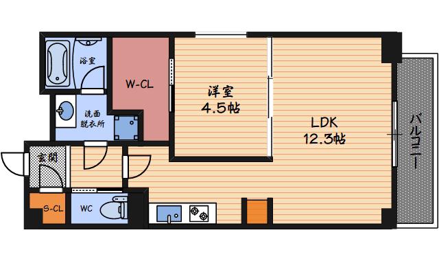 ネットフローラ梅田北(1LDK/9階)の間取り写真