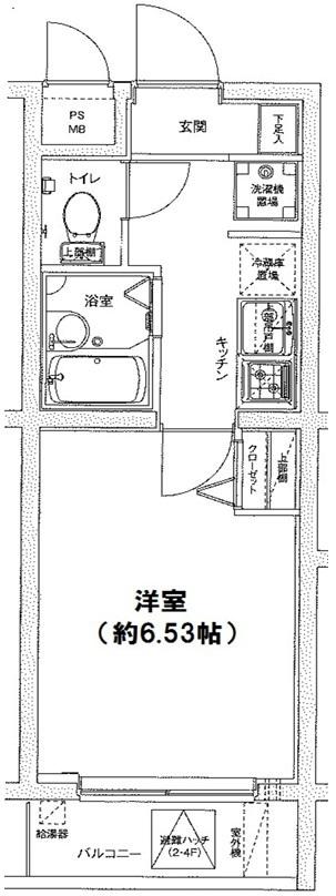 ドルチェ東京氷川台(1K/4階)の間取り写真