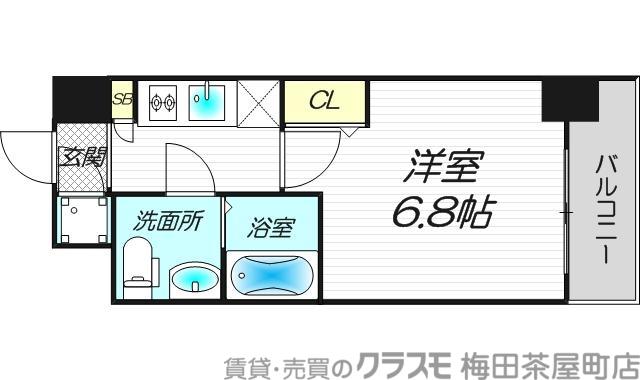 レジュールアッシュ梅田NEX(1K/9階)の間取り写真