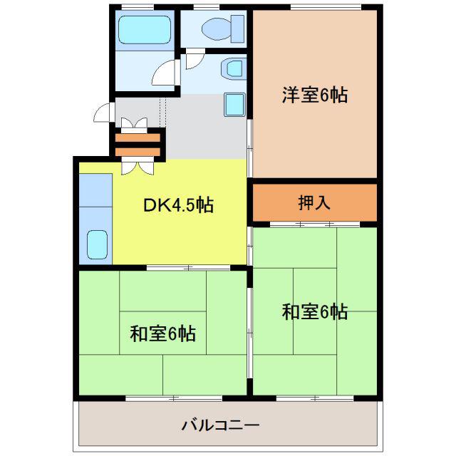 第2大幸ハイツ(3DK/4階)の間取り写真