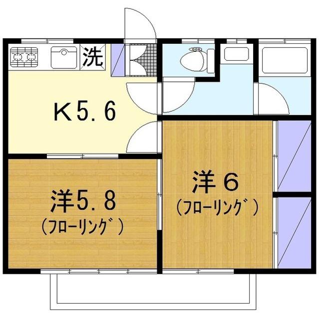 柴田コーポ(2K/2階)の間取り写真